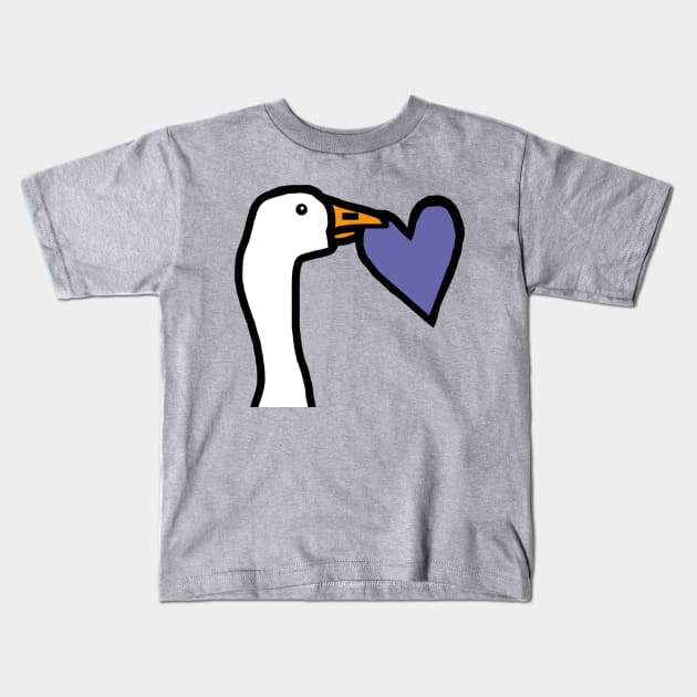 Gaming Goose Portrait Stealing Very Peri Periwinkle Valentines Day Heart Kids T-Shirt by ellenhenryart